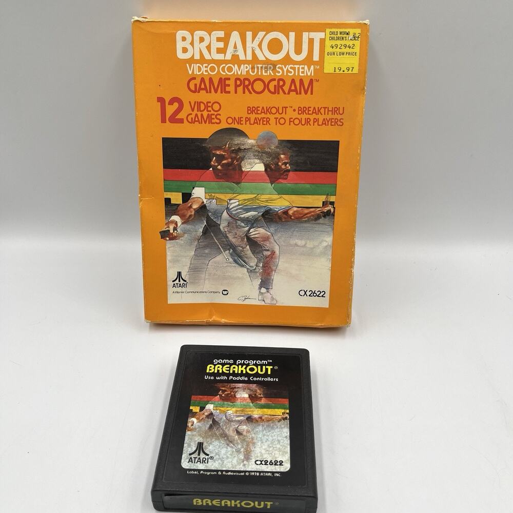 Breakout (Atari 2600, 1978) With Box & Cart